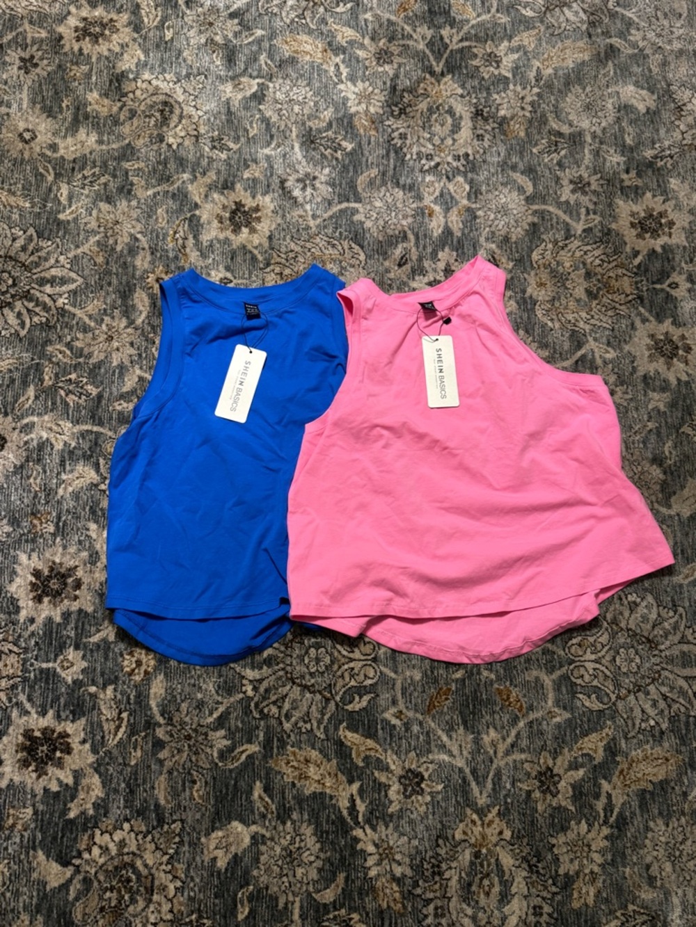 SHEIN Blue & Pink Cotton Tank Tops - 2 Pack